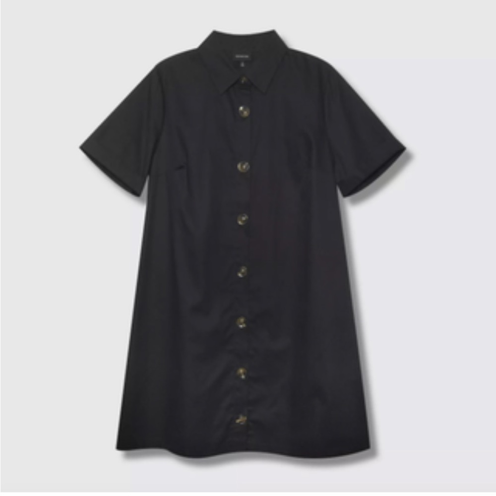 Who What Wear Black Button-Front Mini Shirt Dress